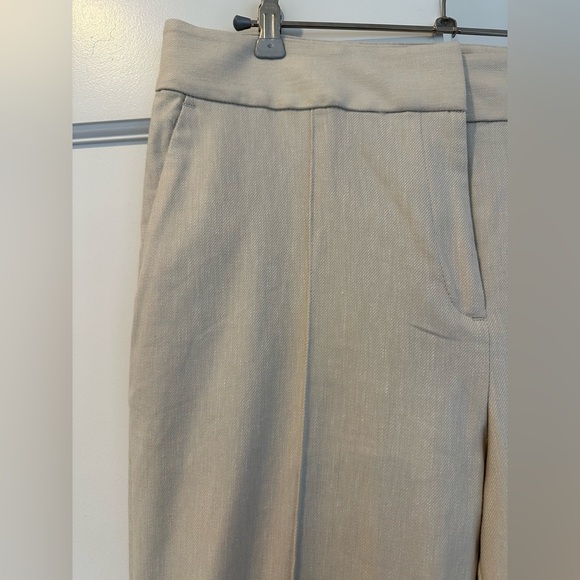 NWT LOFT Beige Flare Pintucked Cotton Linen Pants - Picture 5 of 9